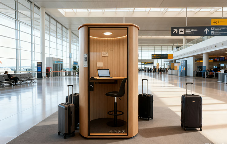 Small soundproof cabin for quiet office