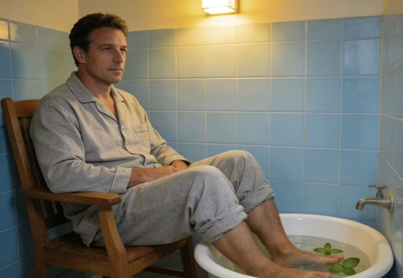 Foot washing health tips and hair care knowledge for middle-aged people